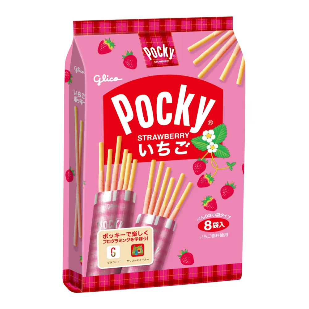 Bánh Quy Phủ Socola Dâu, Pocky, Strawberry, 8 Gói (119g) - GLICO