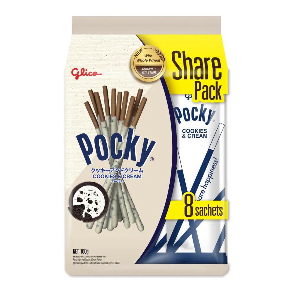Bánh Que Phủ Cookies & Cream, Pocky, Cookies & Cream, Share Pack, 8 Gói (160g) - GLICO