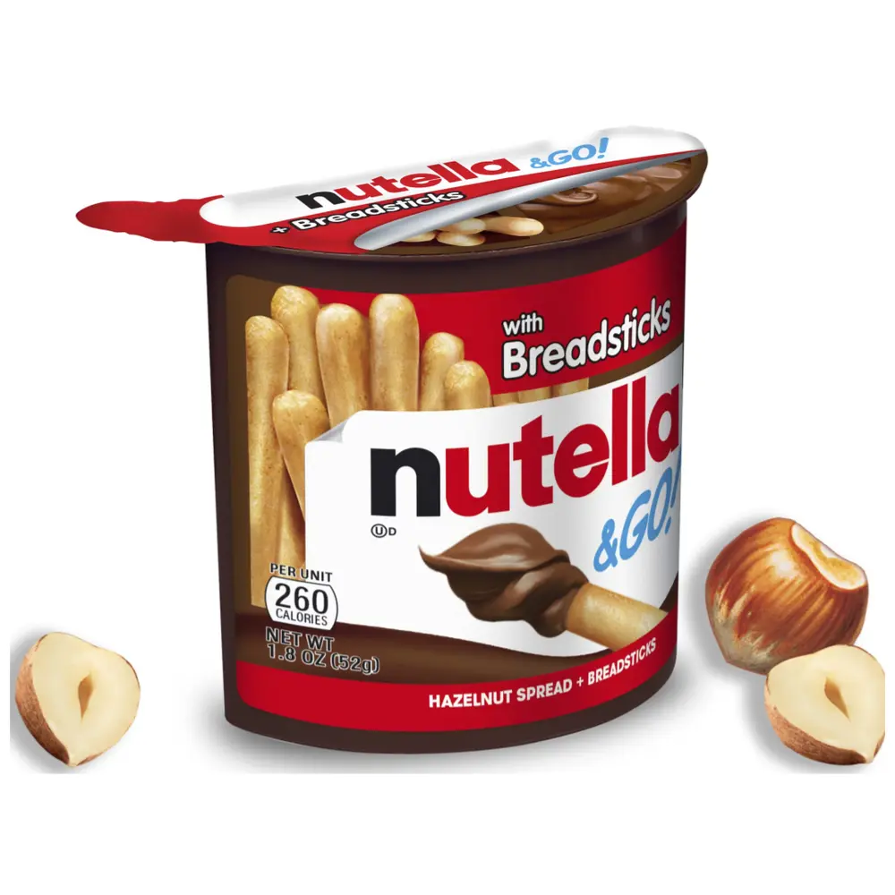 Bánh Que Chấm Bơ Socola Hạt Phỉ, Nutella & Go, Hazelnut Spread & Breadsticks, 1.8 oz (52g) - FERRERO