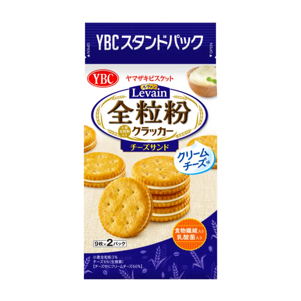 Bánh Quy Nguyên Cám Kẹp Kem Phô Mai, Levain, Whole Wheat Cheese Sandwich Crackers, 18 Cái (145.8g) - YBC
