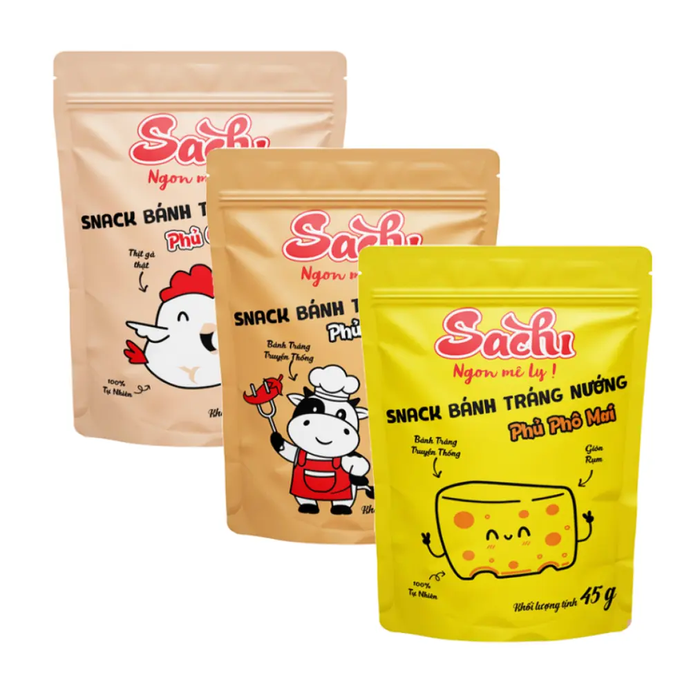 Bánh Tráng Nướng Phủ Khô Bò Cay, Grilled Rice Cracker, Beef Jerky (45g) - SACHI