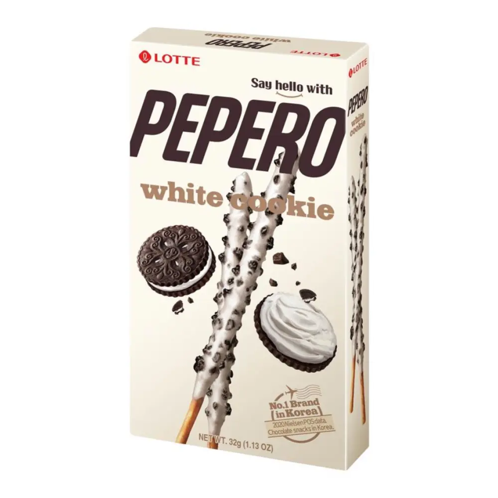 Bánh Que Socola Trắng Cookie, Pepero, White Cookie, 1.13 oz (32g) - LOTTE