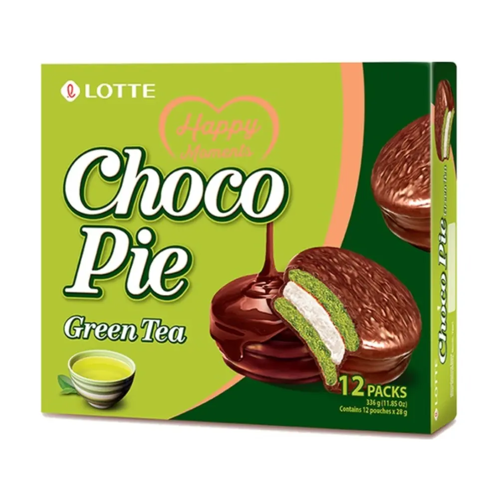 Bánh Choco Pie Vị Trà Xanh, Choco Pie, Green Tea, 12 Gói, 11.85 oz (336g) - LOTTE