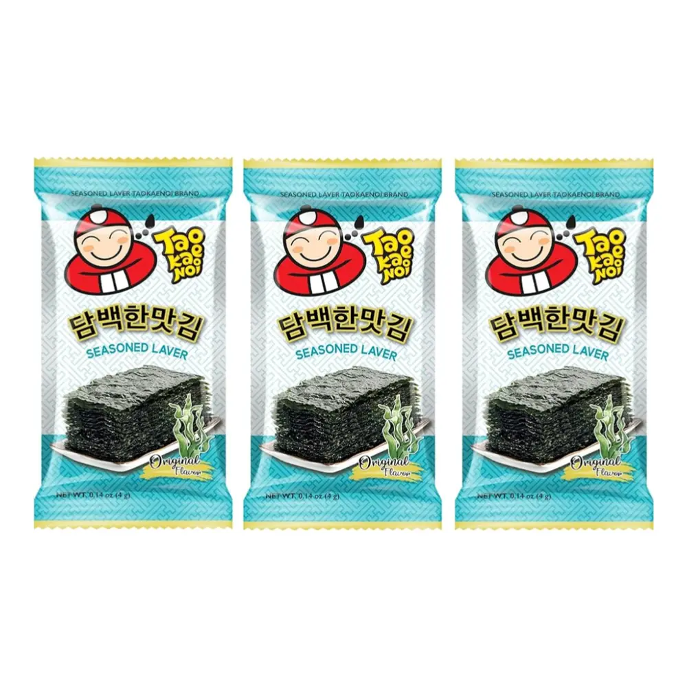 Rong Biển Nướng Vị Truyền Thống, Seasoned Laver, Original, 3 Gói (12g) - TAO KAE NOI