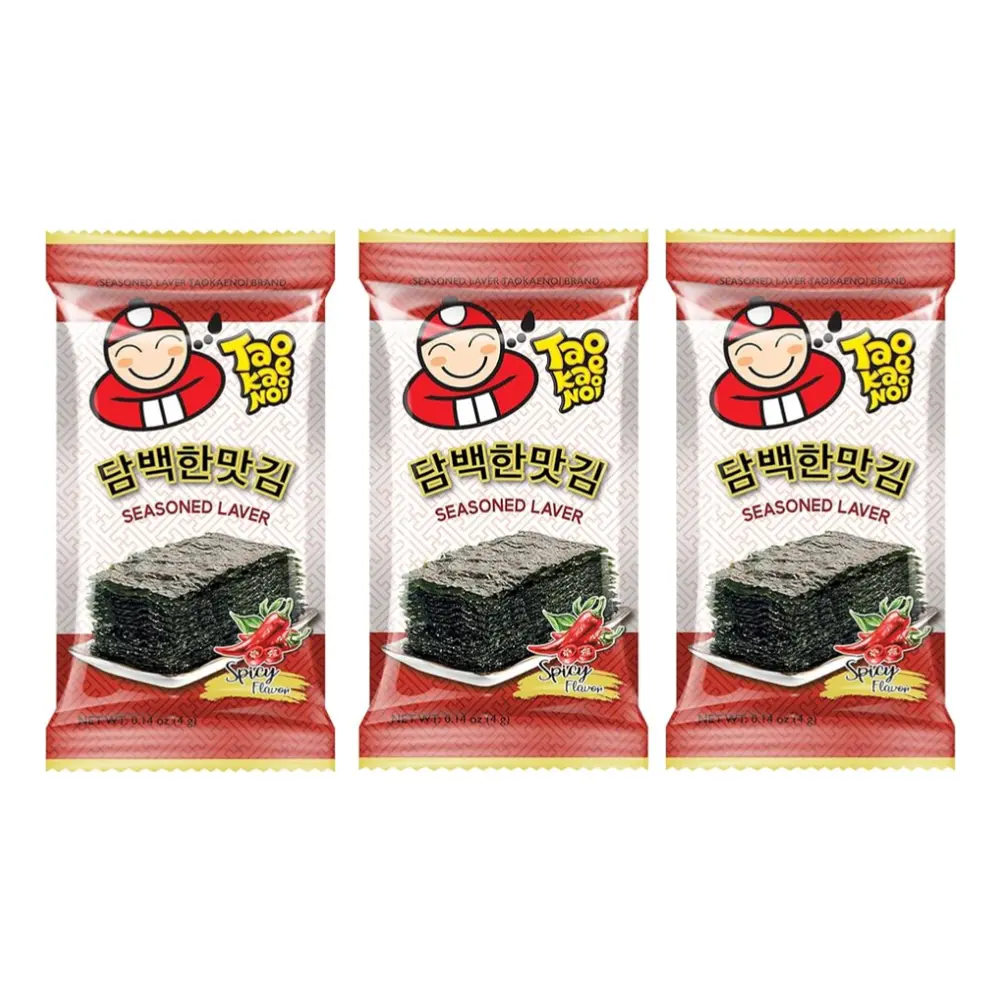 Rong Biển Nướng Vị Cay, Seasoned Laver, Spicy, 3 Gói (12g) - TAO KAE NOI