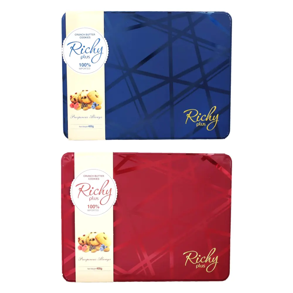 Bánh Quy Bơ Thập Cẩm Hộp Thiếc (Xanh Dương), Richy Plus, Premium Cookies Assortment (500g) - RICHY