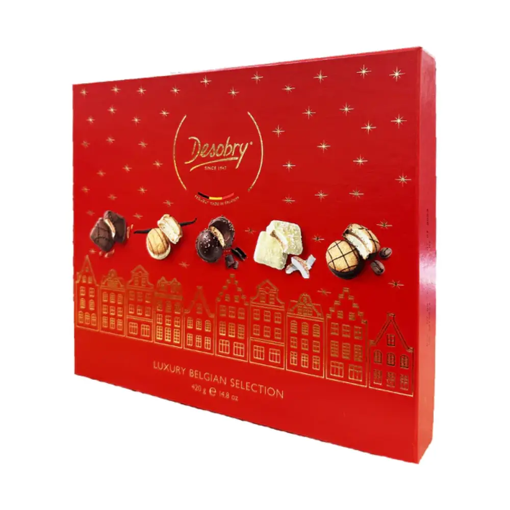 Bánh Quy Phủ Socola Tổng Hợp 5 Loại, Luxury Belgian Selection, 14.8 oz (420g) - DESOBRY