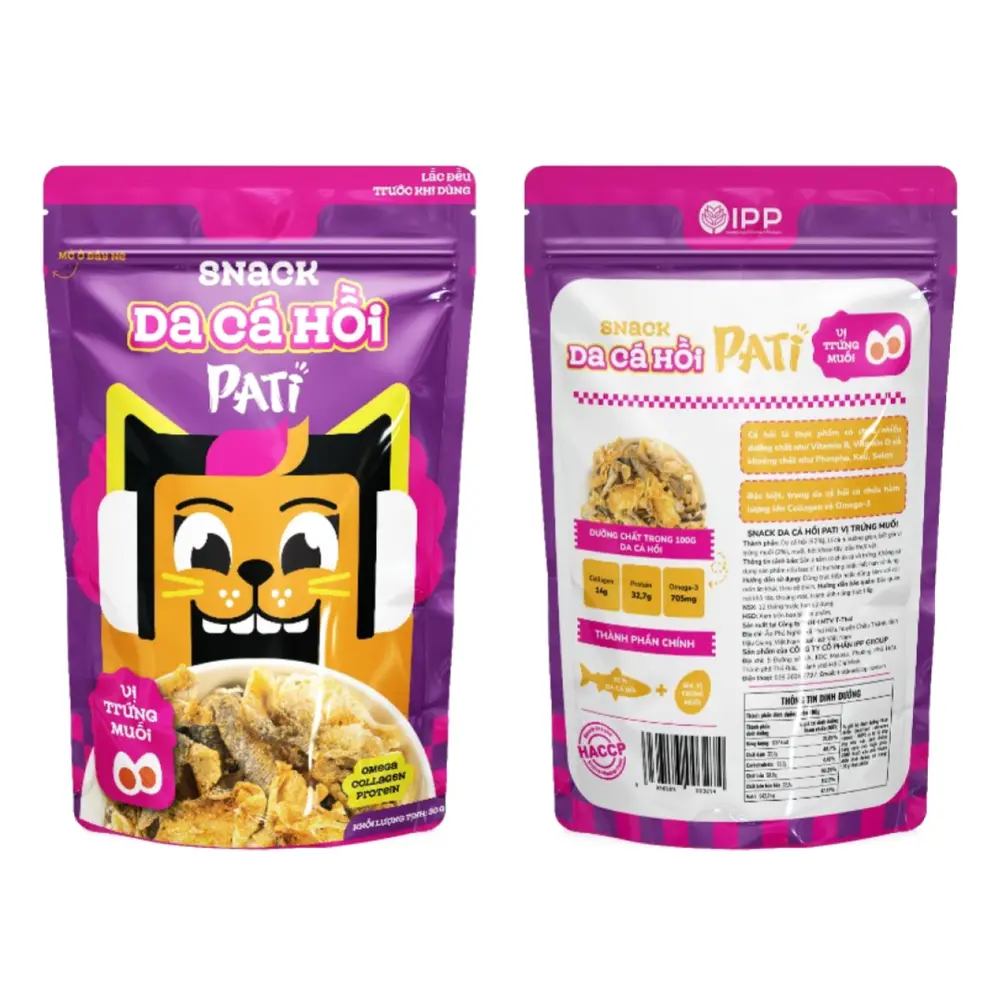Snack Da Cá Hồi Vị Trứng Muối, Salmon Skin Snack, Salted Egg (30g) - PATI