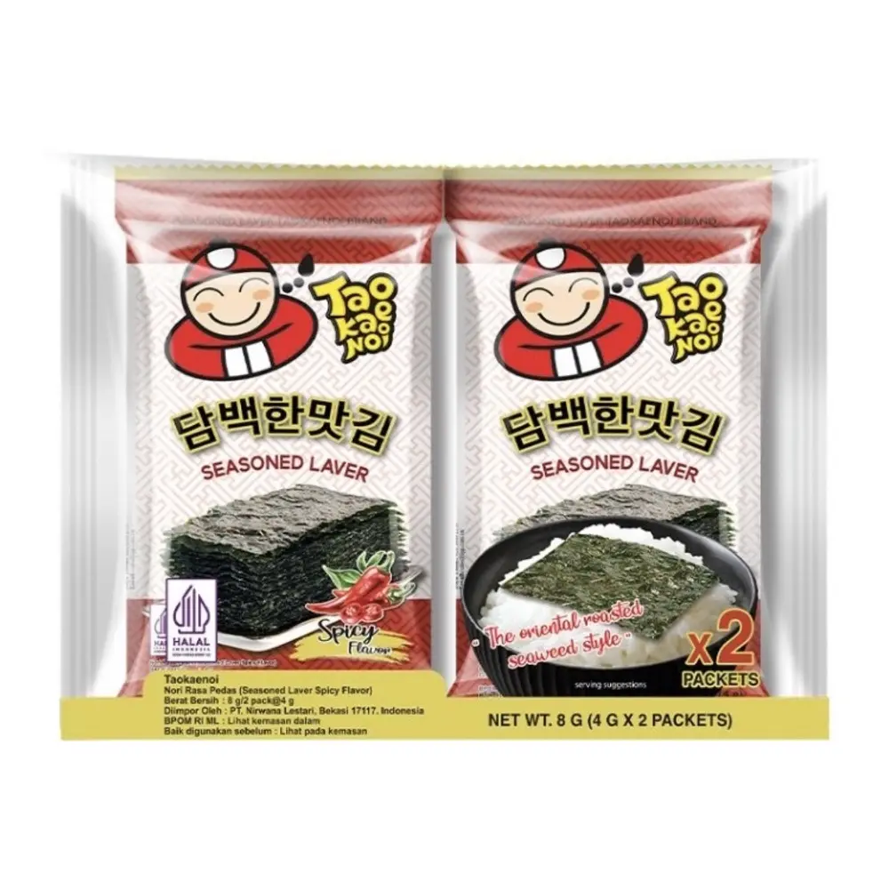 Rong Biển Vị Cay, Seasoned Laver, Spicy, 2 Gói (8g) - TAO KAE NOI