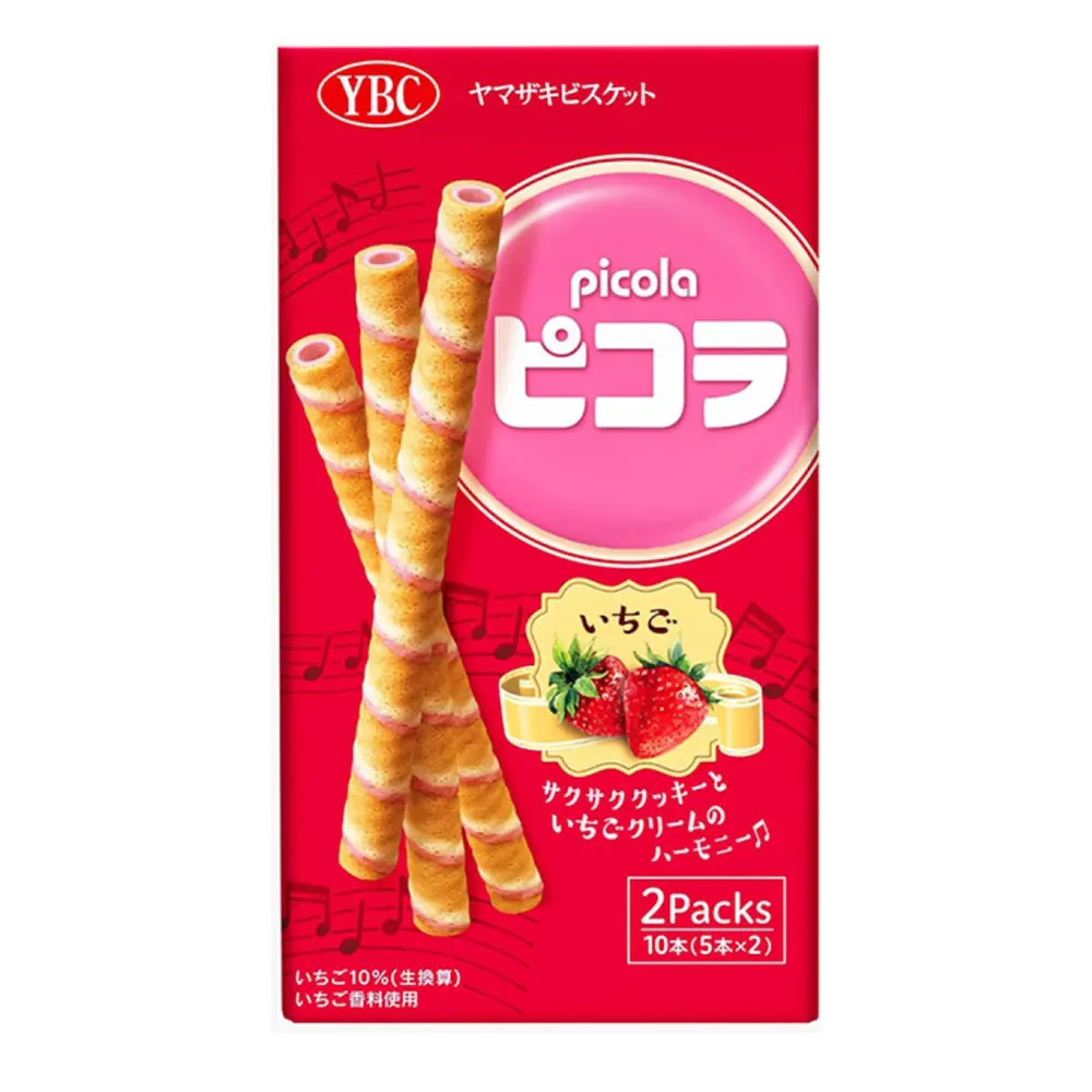 Bánh Quế Nhân Kem Dâu, Strawberry Wafer Rolls, 2 Gói (49g) - YBC