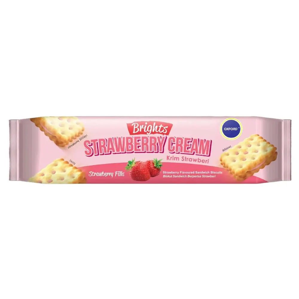Bánh Quy Kẹp Kem Dâu, Brights Strawberry Cream Sandwich Biscuits (125g) - OXFORD