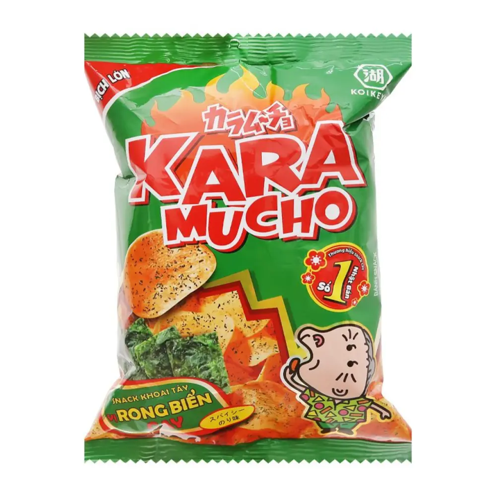 Snack Khoai Tây Vị Rong Biển Cay, Karamucho Potato Chips, Spicy Seaweed (44g) - KOIKEYA