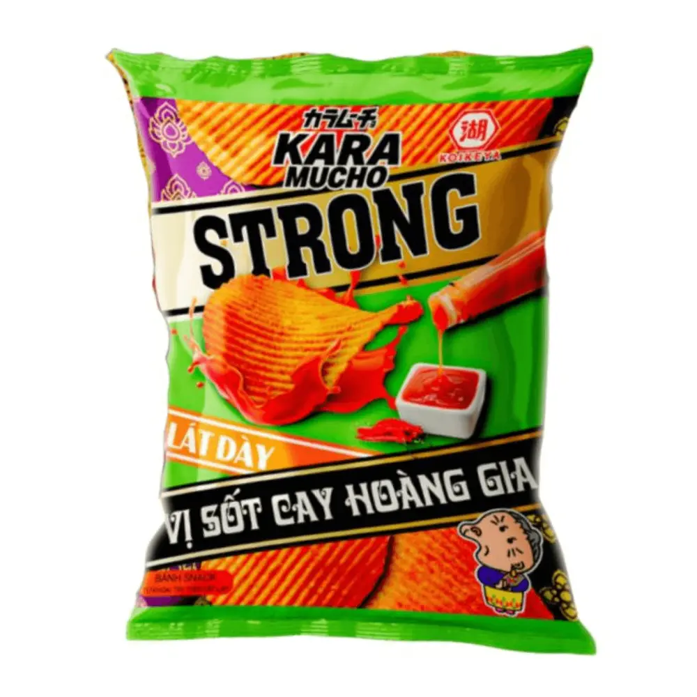 Snack Khoai Tây Lát Dày Vị Sốt Cay Hoàng Gia, Karamucho Strong Potato Chips, Spicy Royal, Ridge Cut (80g) - KOIKEYA