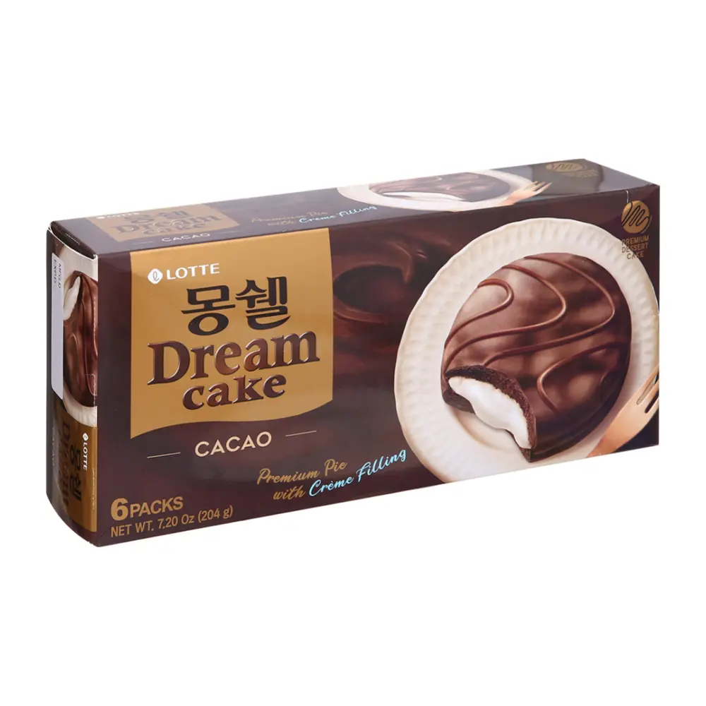 Bánh Chocopie Cacao Nhân Kem, Dream Cake, Cacao, 6 Cái, 7.2 oz (204g) - LOTTE