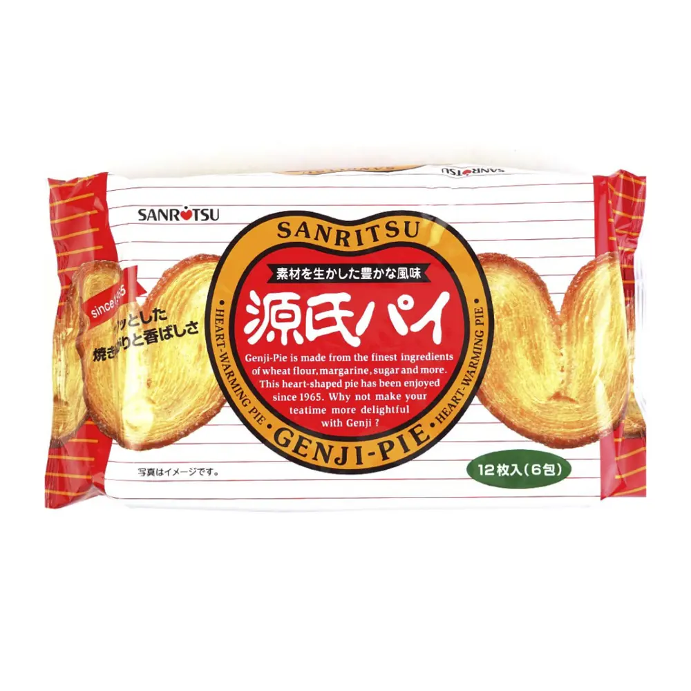 Bánh Mì Bơ Nướng Hình Trái Tim, Genji-Pie, French Palmier Cookies, 12 Cái (128g) - SANRITSU