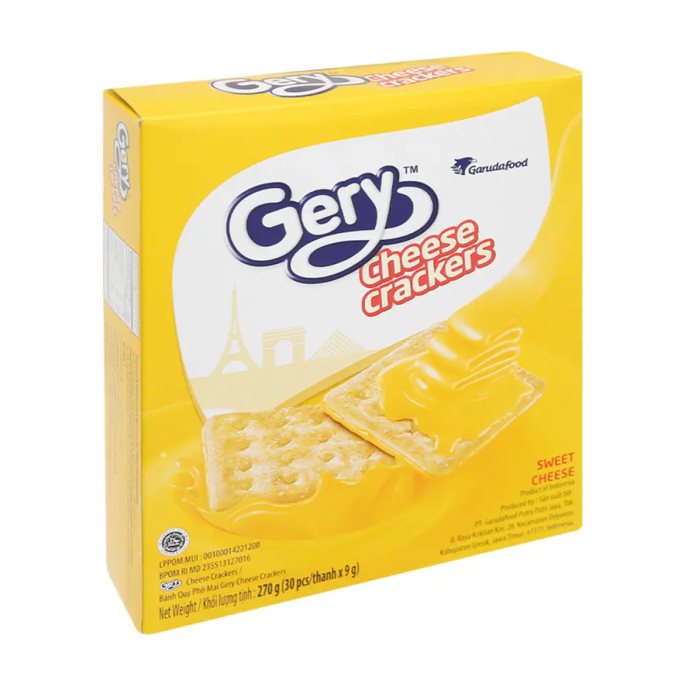 Bánh Quy Giòn Kẹp Phô Mai, Gery, Cheese Crackers, 30 Cái (270g) - GARUDAFOOD