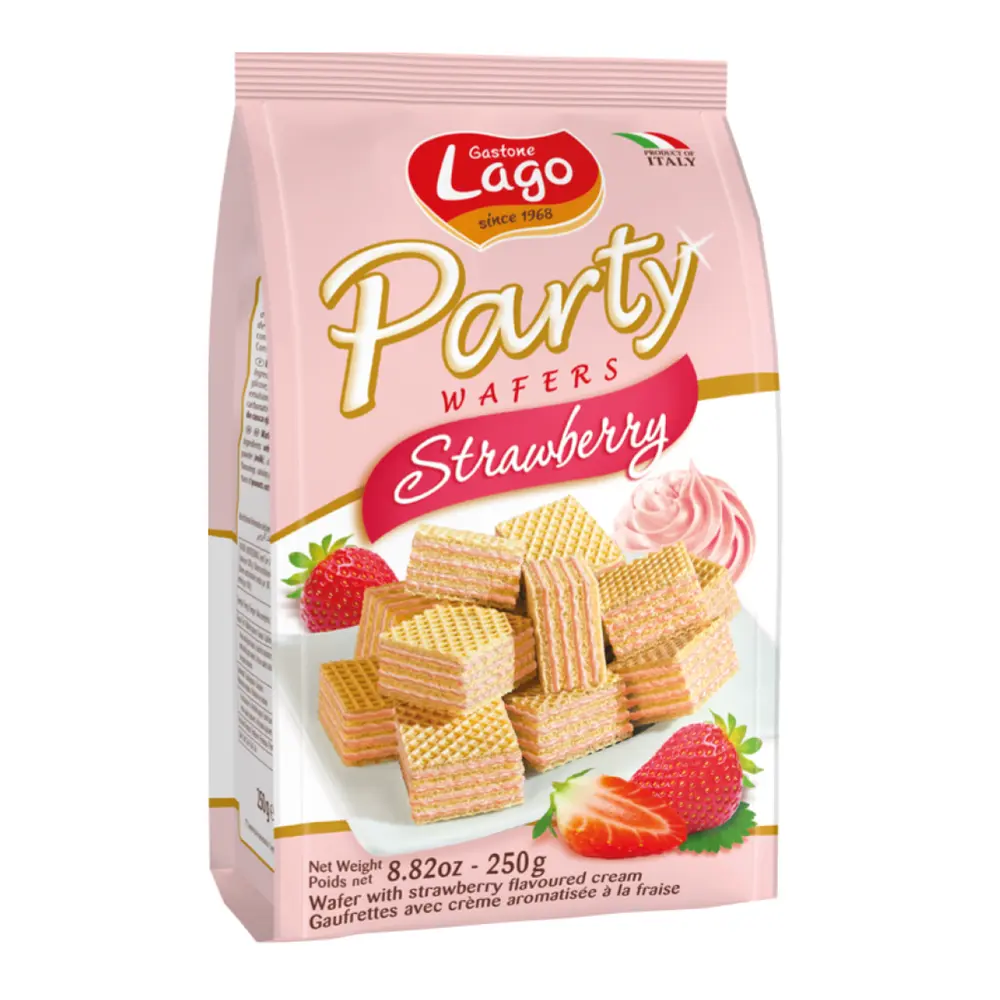 Bánh Xốp Kem Dâu, Party Wafers, Strawberry, 8.82 oz (250g) - LAGO