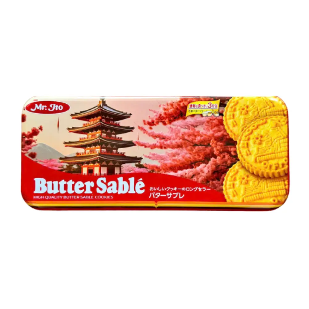 Bánh Quy Bơ Hộp Thiếc (Đỏ), High Quality Butter Sablé Cookies (158.4g) - MR ITO