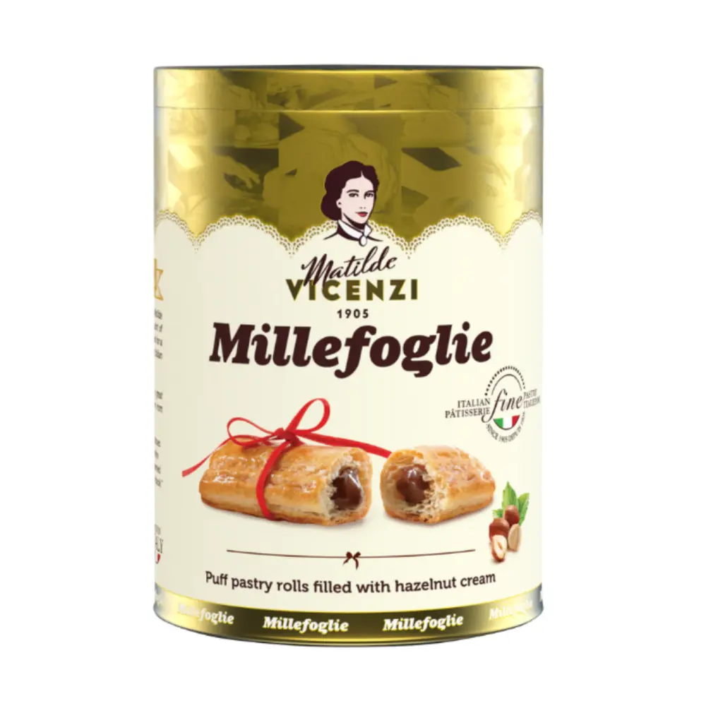 Bánh Puff Pastry Cuộn Kem Hạt Phỉ, Millefoglie, Puff Pastry Rolls Filled with Hazelnut Cream (150g) - MATILDE VICENZI