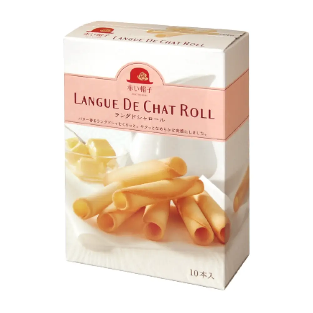 Bánh Quy Bơ Cuộn, Langue De Chat Roll, 10 Cái (137g) - AKAI BOHSHI