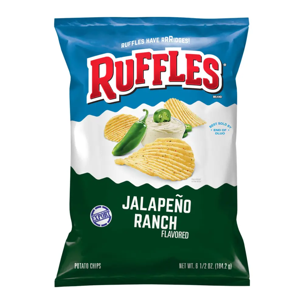 Khoai Tây Chiên Vị Ớt Xanh, Potato Chips, Jalapeno Ranch, 6.5 oz (184.2g) - RUFFLES