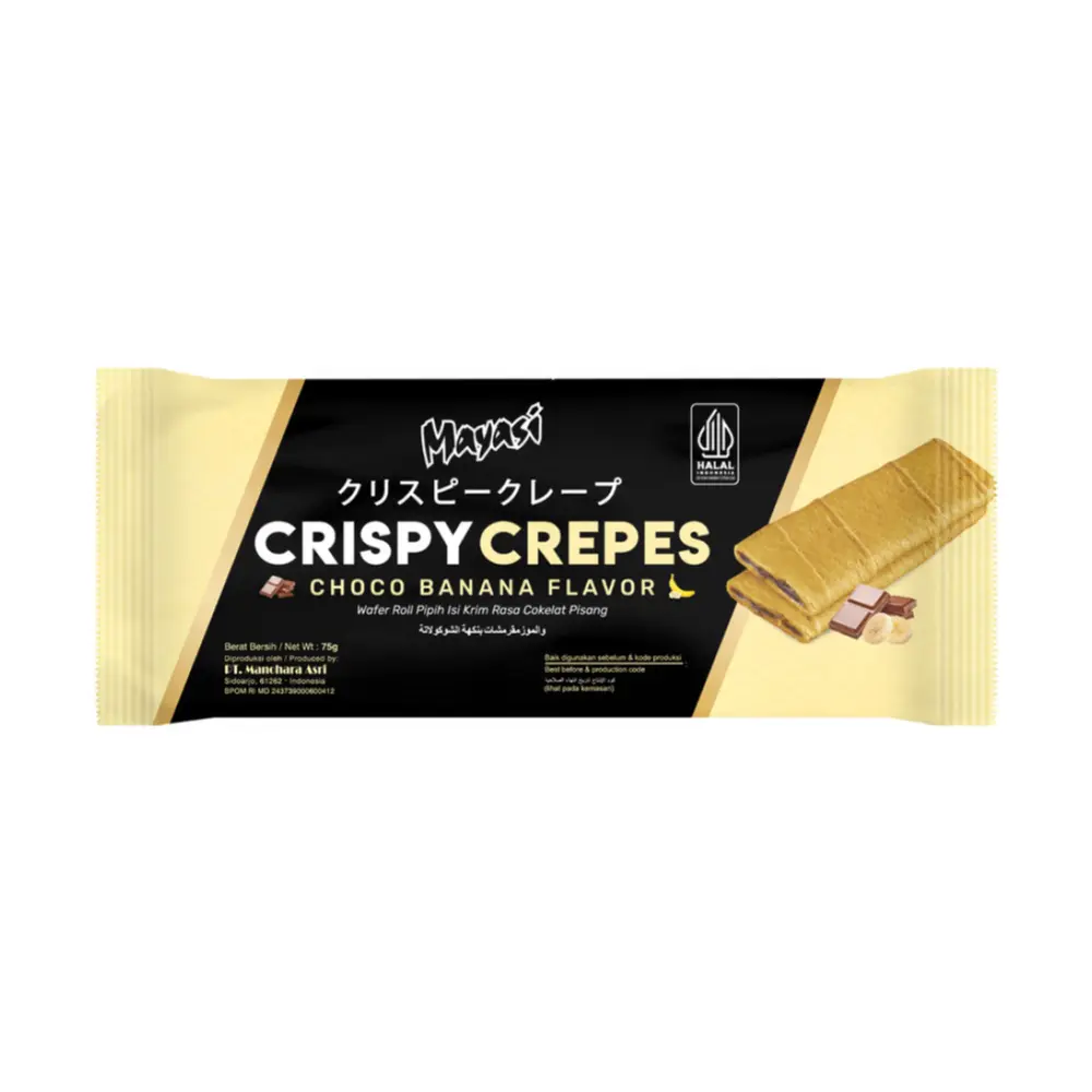 Bánh Kếp Vị Chuối Socola, Crispy Crepes, Choco Banana Flavor (75g) - MAYASI