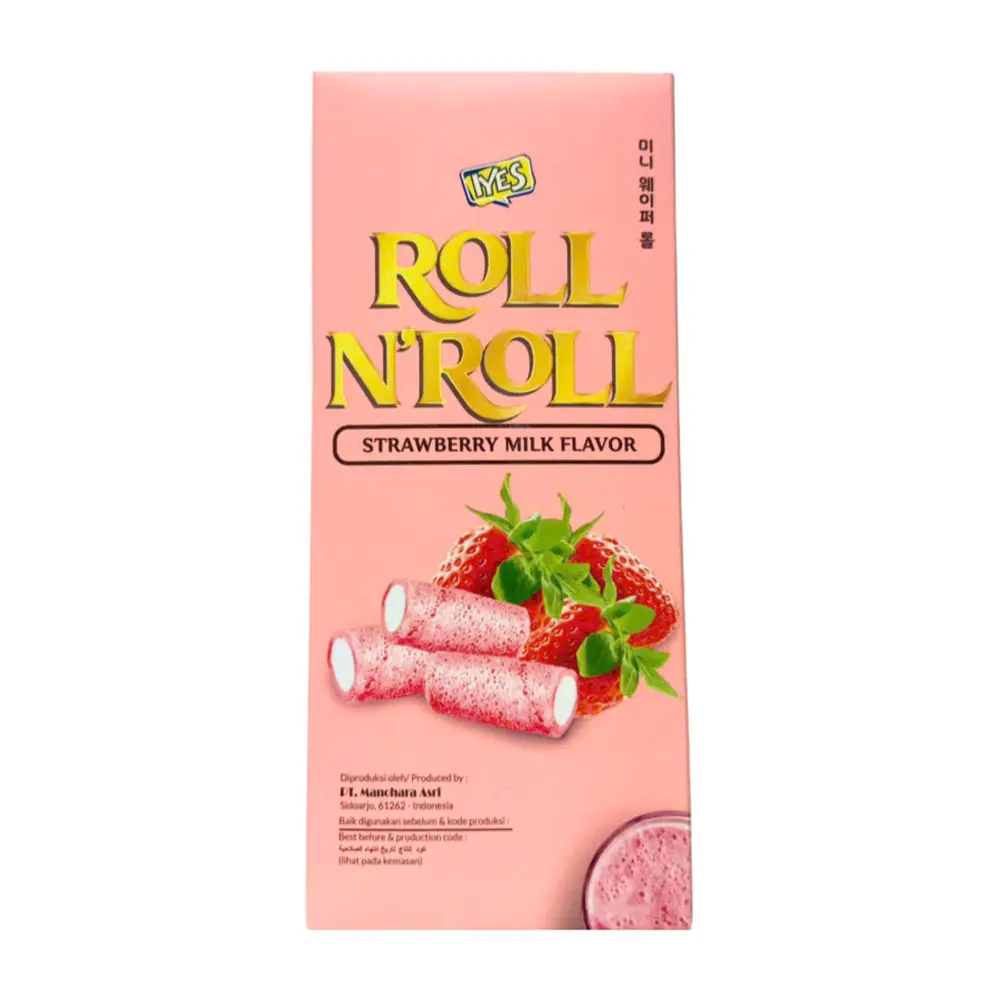 Bánh Quế Vị Sữa Dâu, Roll n` Roll, Strawberry Milk Flavor (80g) - IYES