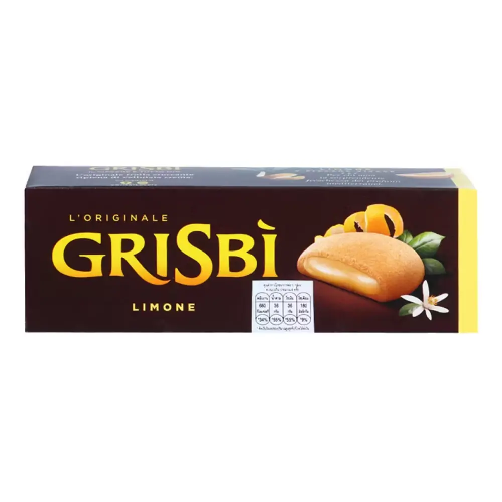 Bánh Quy Nhân Kem Chanh, Grisbì, Limone, Biscuits Filled with Lemon Cream, 4.76 oz (135g) - MATILDE VICENZI