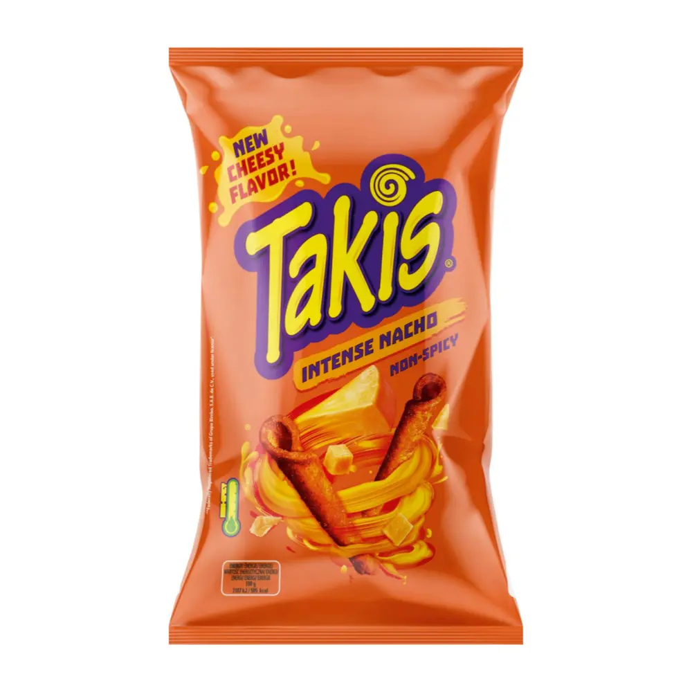 Bánh Ngô Giòn Vị Phô Mai, Intense Nacho Non-Spicy, Cheese-Flavoured Fried Corn Maize Snack (100g) - TAKIS