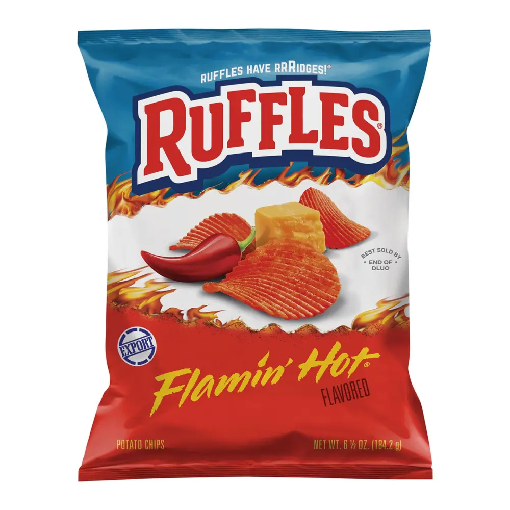 Khoai Tây Chiên Vị Cay, Potato Chips, Flamin` Hot, 6.5 oz (184.2g) - RUFFLES