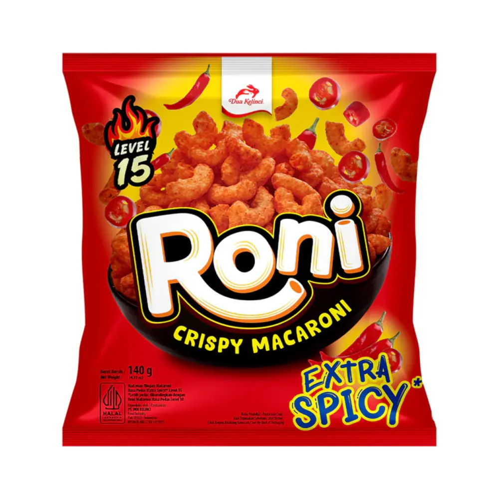 Bánh Macaroni Giòn Siêu Cay, Crispy Macaroni, Extra Spicy Level 15, 4.93 oz (140g) - RONI