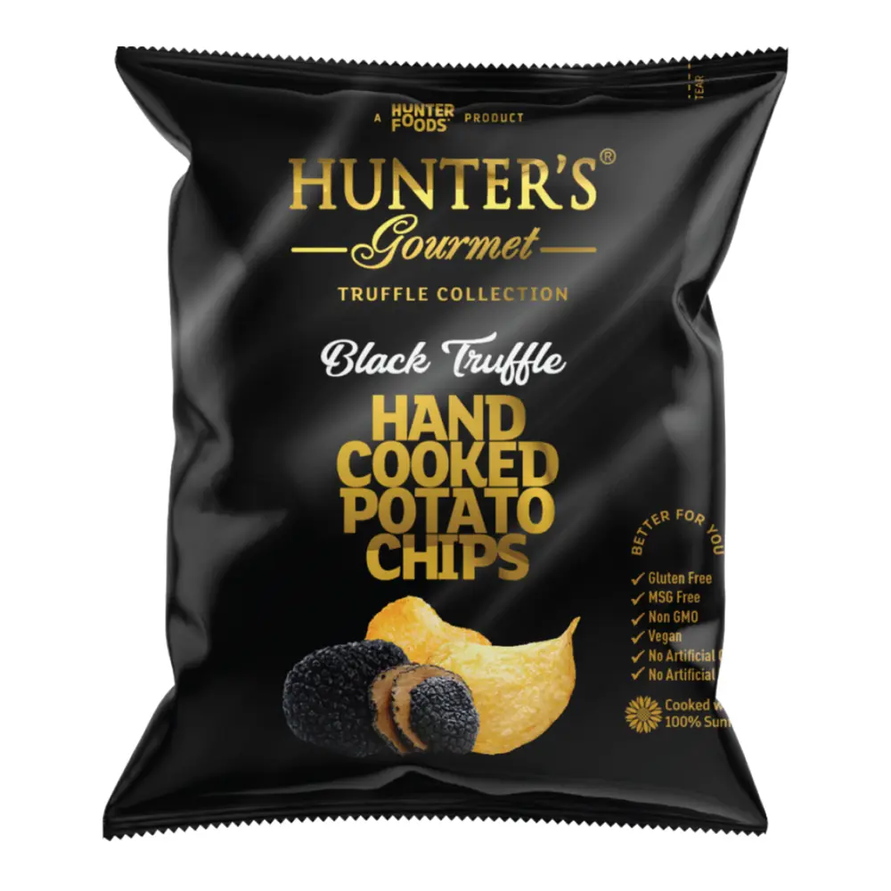 Khoai Tây Chiên Vị Nấm Truffle, Hunter`s Gourmet Truffle Collection, Hand Cooked Potato Chips, Black Truffle (40g) - HUNTER FOODS