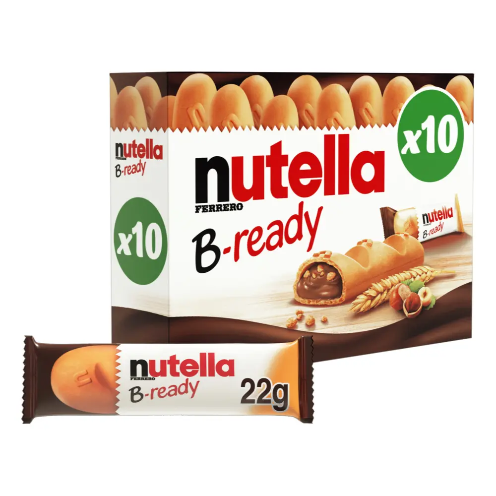 Bánh Quy Nhân Socola Hạt Phỉ, Nutella, B-ready, 10 Cái (220g) - FERRERO