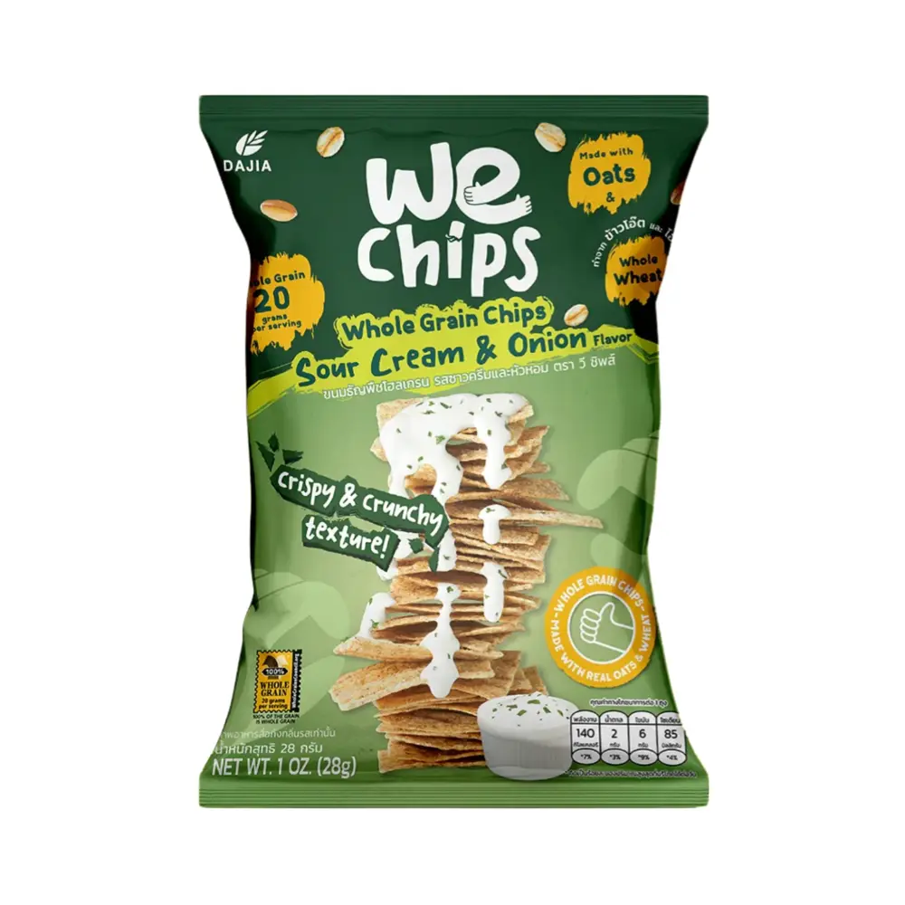 Snack Ngũ Cốc Nguyên Cám Vị Kem Chua & Hành, Whole Grain Chips, Sour Cream & Onion, 1 oz (28g) - WE CHIPS
