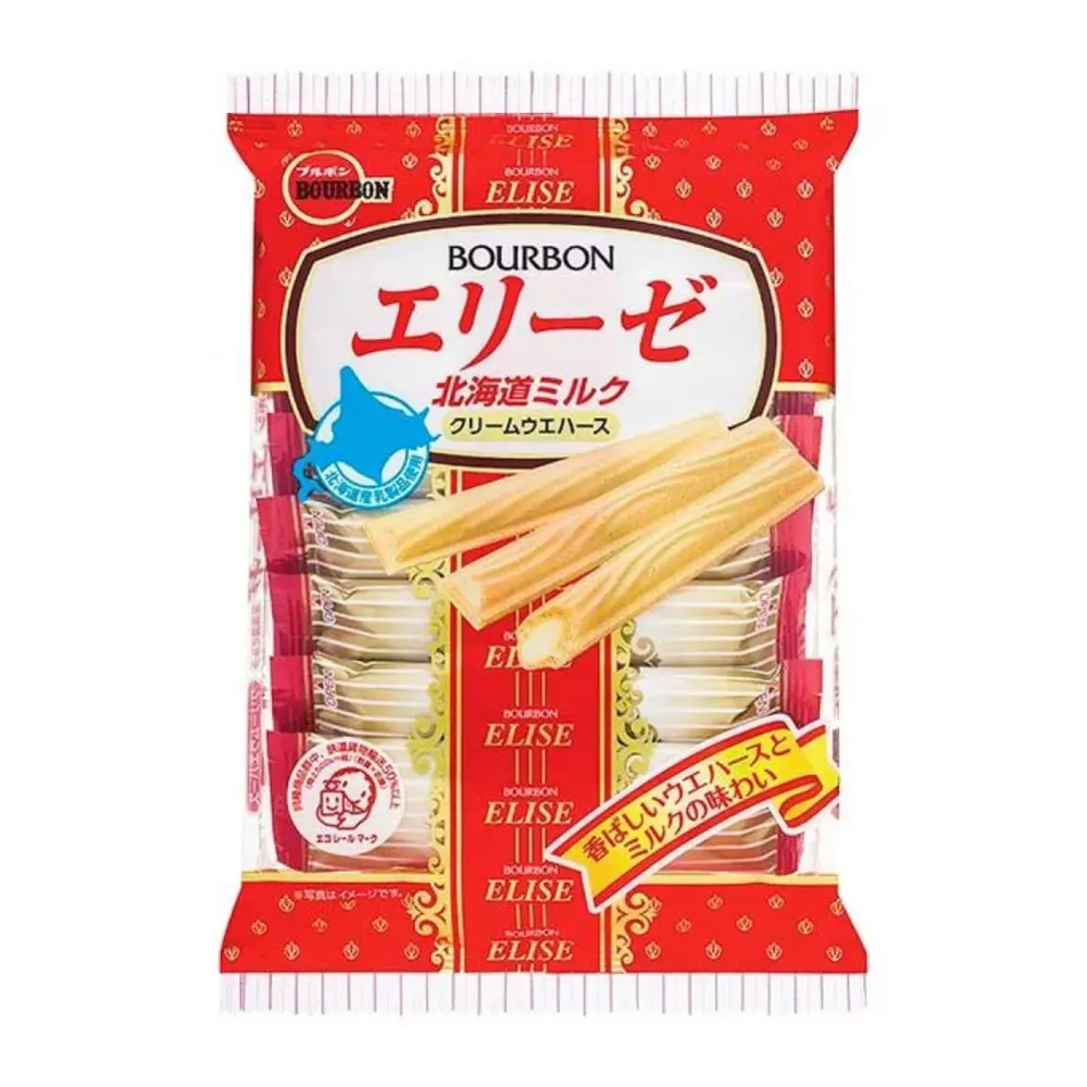 Bánh Xốp Nhân Kem Sữa Hokkaido, Elise Hokkaido Milk Cream Wafers (57.6g) - BOURBON