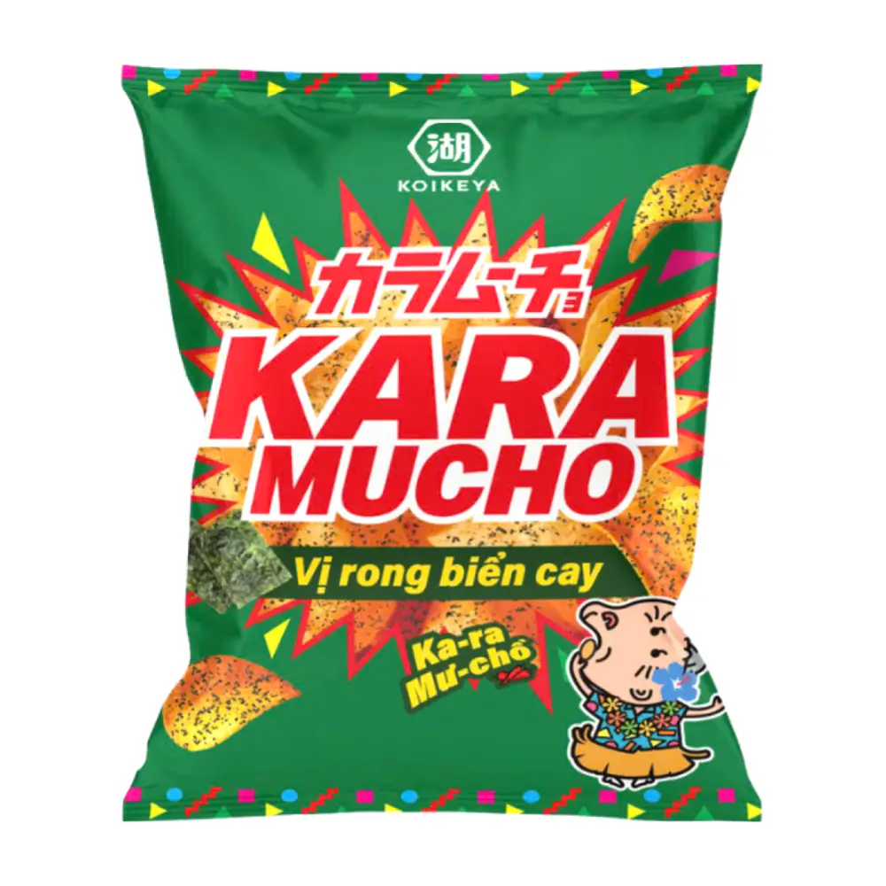 Snack Khoai Tây Vị Rong Biển Cay, Karamucho Potato Chips, Spicy Seaweed (80g) - KOIKEYA