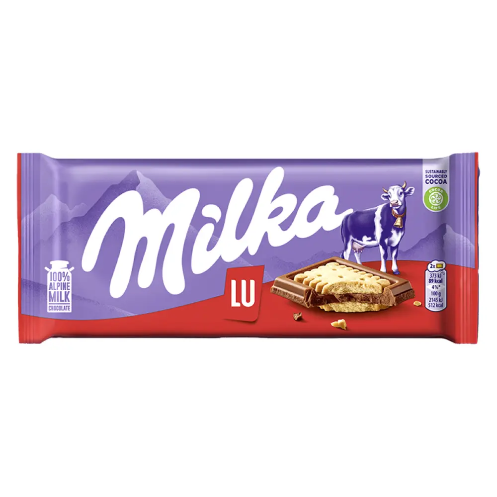 Bánh Quy Kẹp Socola, LU, Alpine Milk Chocolate Topped with Biscuits (87g) - MILKA