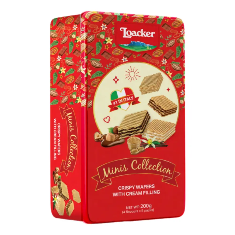 Bánh Xốp 4 Vị Hộp Thiếc, Minis Collection, Crispy Wafers with Cream Filling (200g) - LOACKER