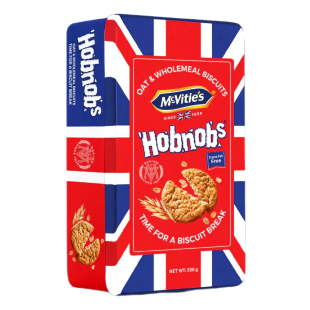 Bánh Quy Yến Mạch Nguyên Cám Hộp Thiếc, Hobnobs, Oat & Wholemeal Biscuits (300g) - MCVITIE'S