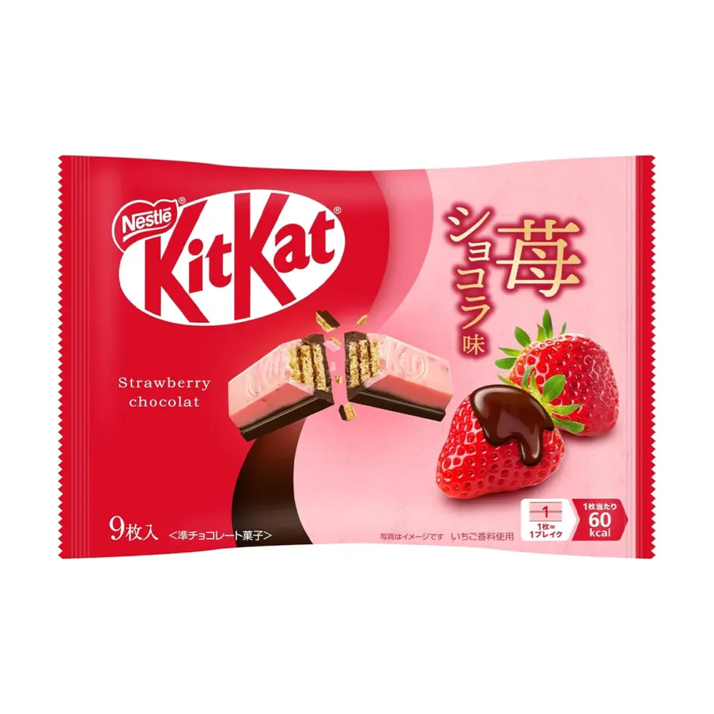 Bánh Xốp Phủ Socola Đen & Dâu, Wafer Bars, Strawberry Chocolat, 9 Thanh (104.4g) - KITKAT