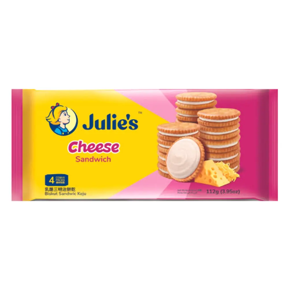 Bánh Quy Kẹp Kem Phô Mai, Cheese Sandwich Biscuit, 4 Gói, 3.95 oz (112g) - JULIE'S