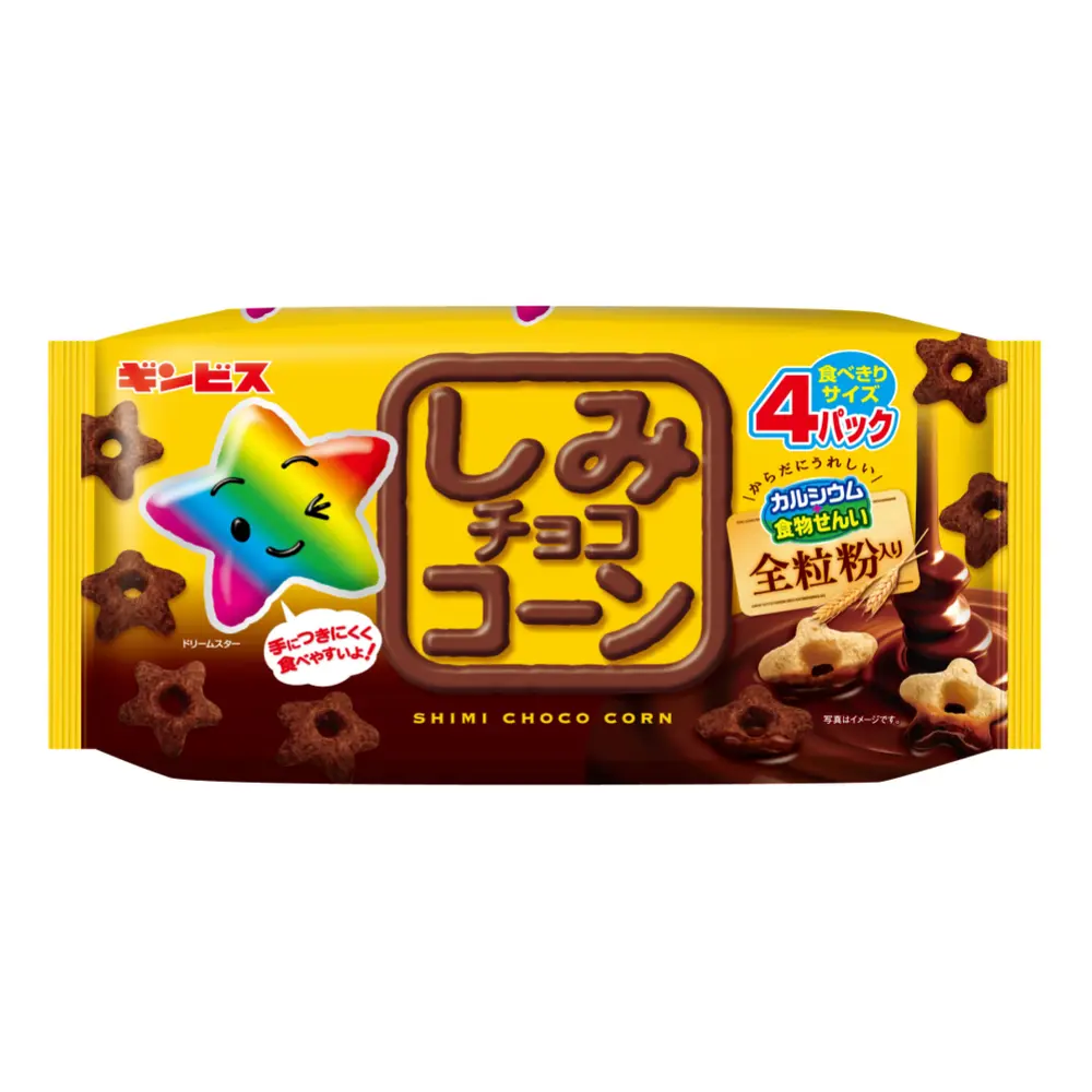 Bánh Ngô Lúa Mì Phủ Socola Hình Ngôi Sao, Shimi Choco Corn, Dream Star (88g) - GINBIS