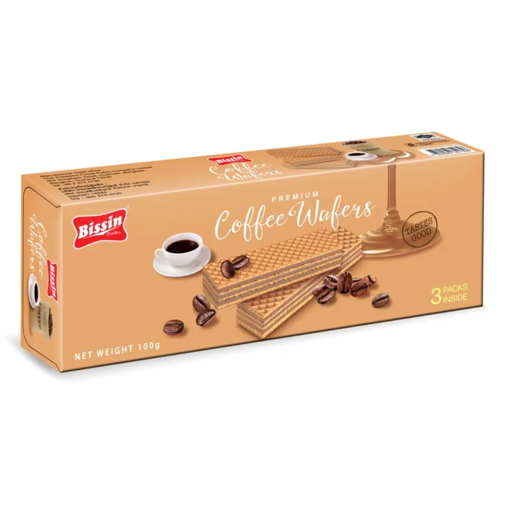 Bánh Xốp Nhân Kem Cà Phê, Coffee Wafers, 3 Gói (100g) - BISSIN