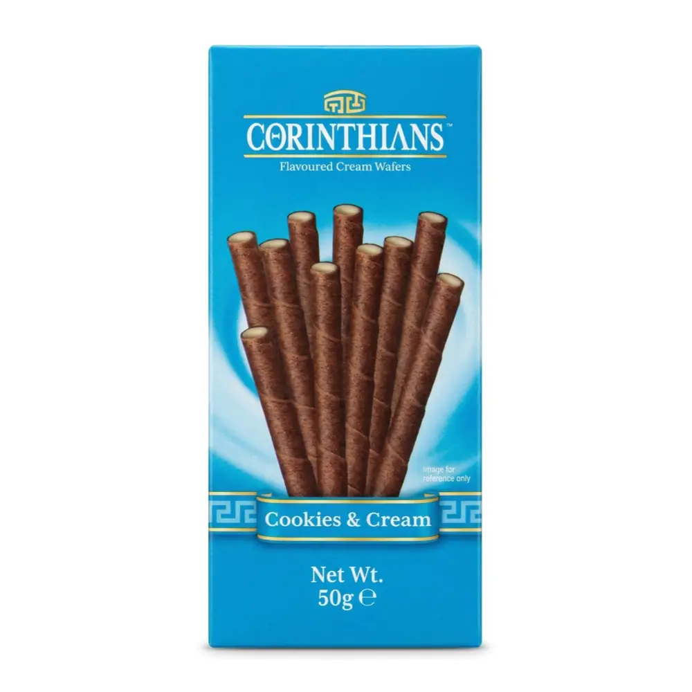 Bánh Quế Nhân Kem Bánh Quy & Kem, Flavoured Cream Wafers, Cookies & Cream (50g) - CORINTHIANS
