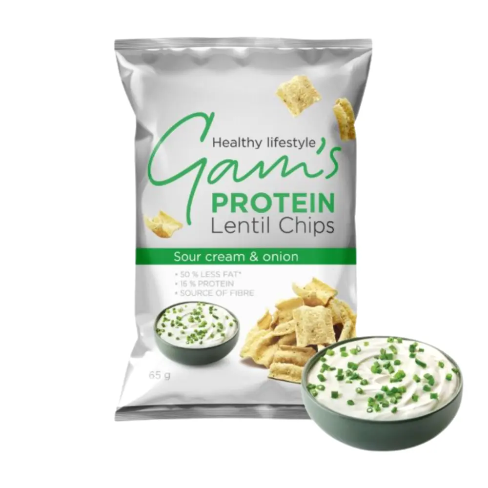Snack Đậu Lăng Vị Kem Chua & Hành, Protein Lentil Chips, Sour Cream & Onion (65g) - GAM'S