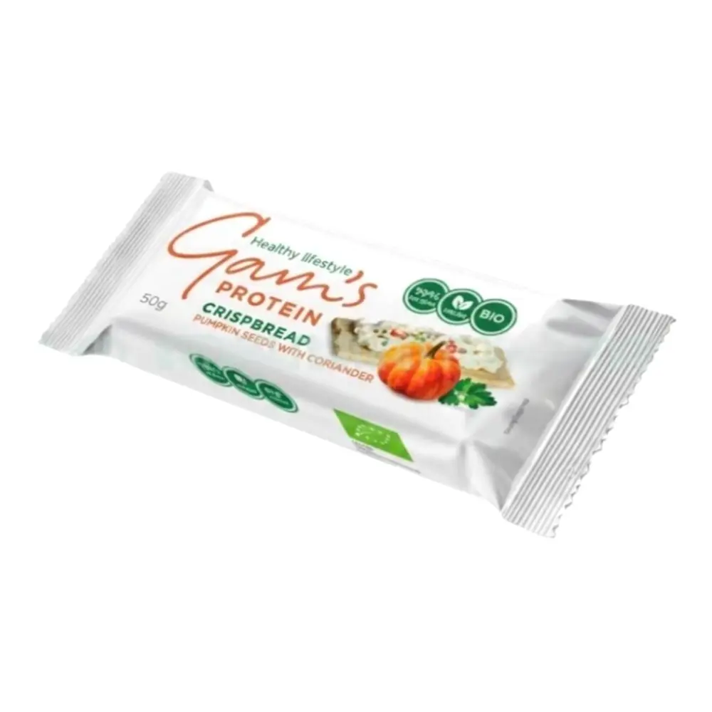 Bánh Giòn Giàu Đạm Hữu Cơ Vị Hạt Bí & Ngò, Organic Protein Crispbread, Pumpkin Seeds with Coriander (50g) - GAM'S