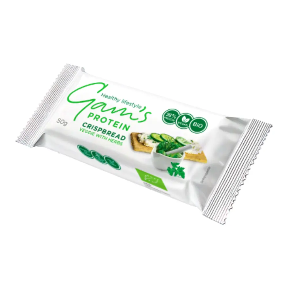 Bánh Giòn Giàu Đạm Hữu Cơ Vị Rau & Thảo Mộc, Organic Protein Crispbread, Veggie with Herbs (50g) - GAM'S