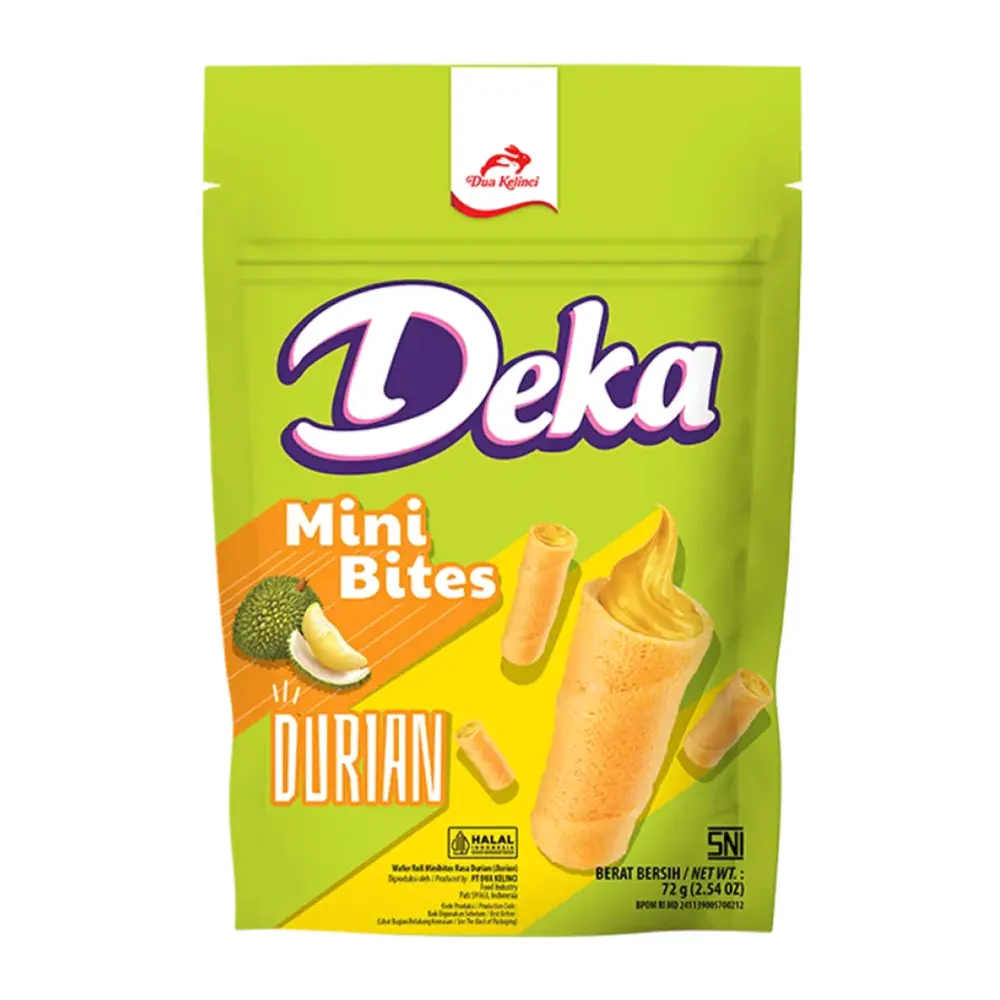 Bánh Ống Xốp Vị Sầu Riêng, Mini Bites Wafer Roll, Durian, 2.54 oz (72g) - DEKA