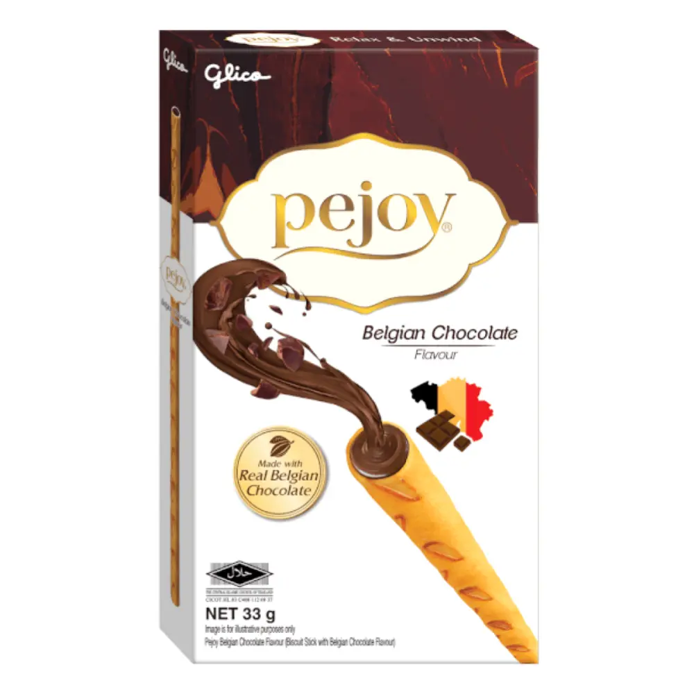 Bánh Que Nhân Kem Socola Bỉ, Pejoy, Biscuit Stick with Belgian Chocolate Cream (33g) - GLICO