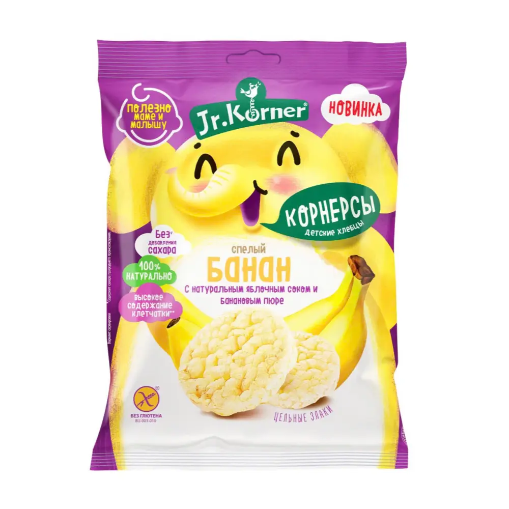 Bánh Gạo Giòn Mini Vị Chuối, Crispy Rice Bread with Banana (30g) - JR. KORNER